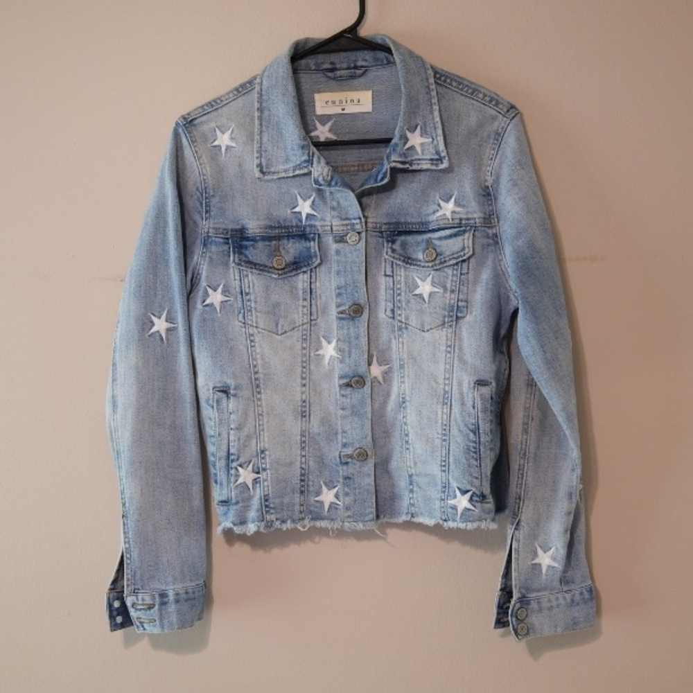 Eunina Stars and Denim Jacket in Blue